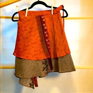 Reversible wrap skirt